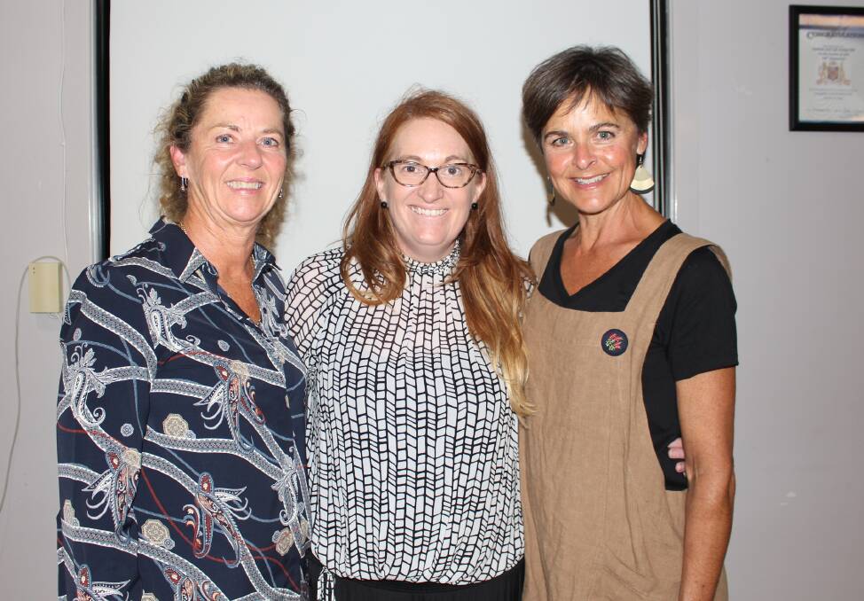 Pambula Business Chamber member Michelle Collins, director of People, Place and Partnership Jo Kelly and president of the Pambula Business Chamber Michelle Pettigrove at the meeting on Monday.