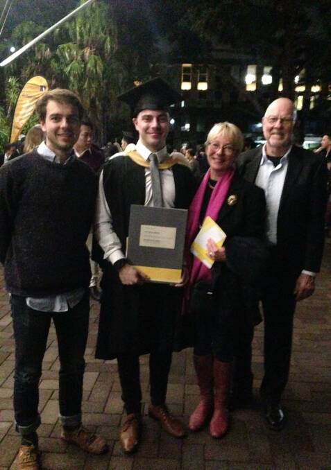 Jack, Sam, Louise and David Brand. The last photo taken of David at their son's graduation on June 12.