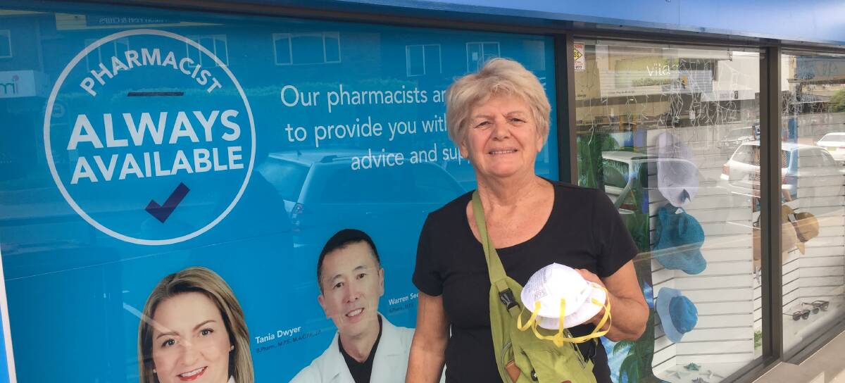 Fleur Dwyer collected two masks from the pharmacy on Thursday afternoon.