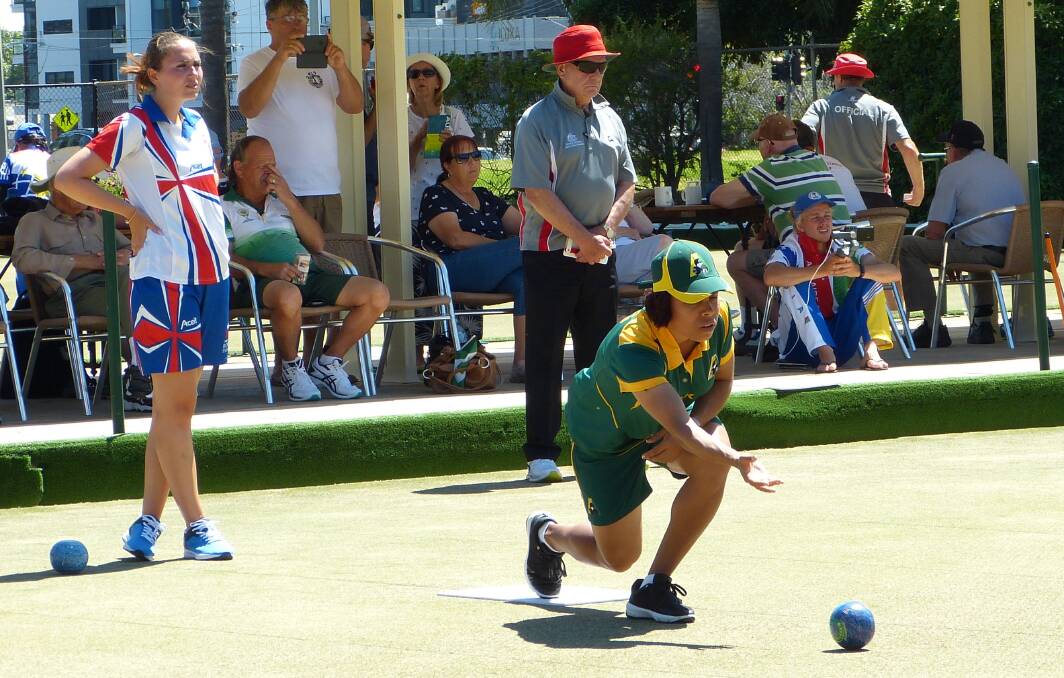 CHAMPION: Wodonga's Kylie Whitehead in action during the World Champion of Champions singles bowls event in Adelaide. Picture: World Bowls.