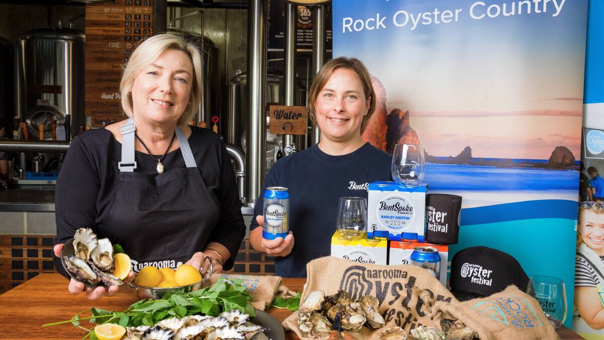 Narooma Oyster Festival director Cath Peachy and Tracy Margain from BentSpoke Brewing, who will have a stall at the festival. Picture: Sitthixay Ditthavong