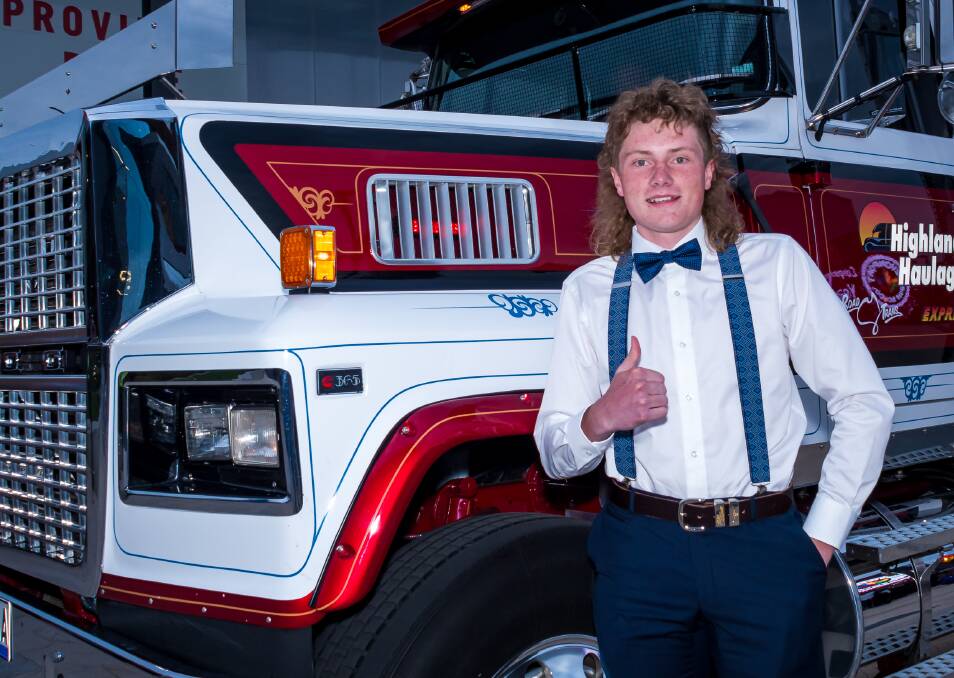 Mullet Revival: Sixteen-year-old Bailey Johnson's permed mullet was a hit at his leaver's dinner at the end of last year. Picture: Simon Sturzaker.