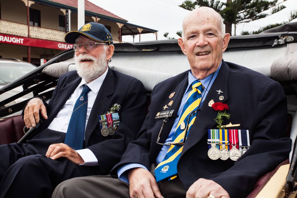  Veterans Barry Beck and Peter Rice at the beginning of the march. Photo: Rachel Mounsey