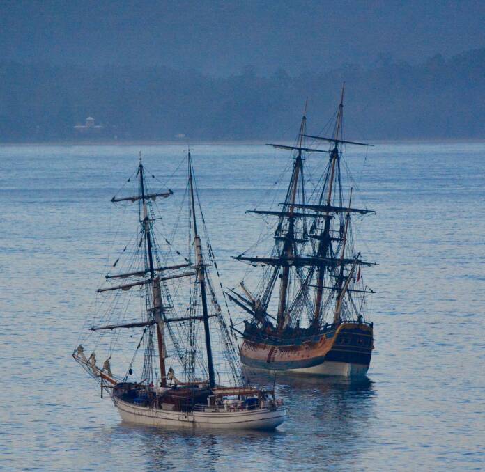 Tall Ships Soren Larson and the HMB Endeavour side by side captured by Julie Fourter