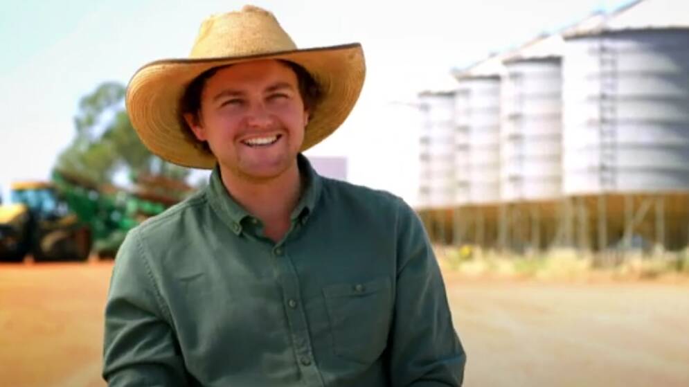 Dustin Manwaring is a third-generation cattle, sheep, goats and crop farmer. Picture by Channel 7