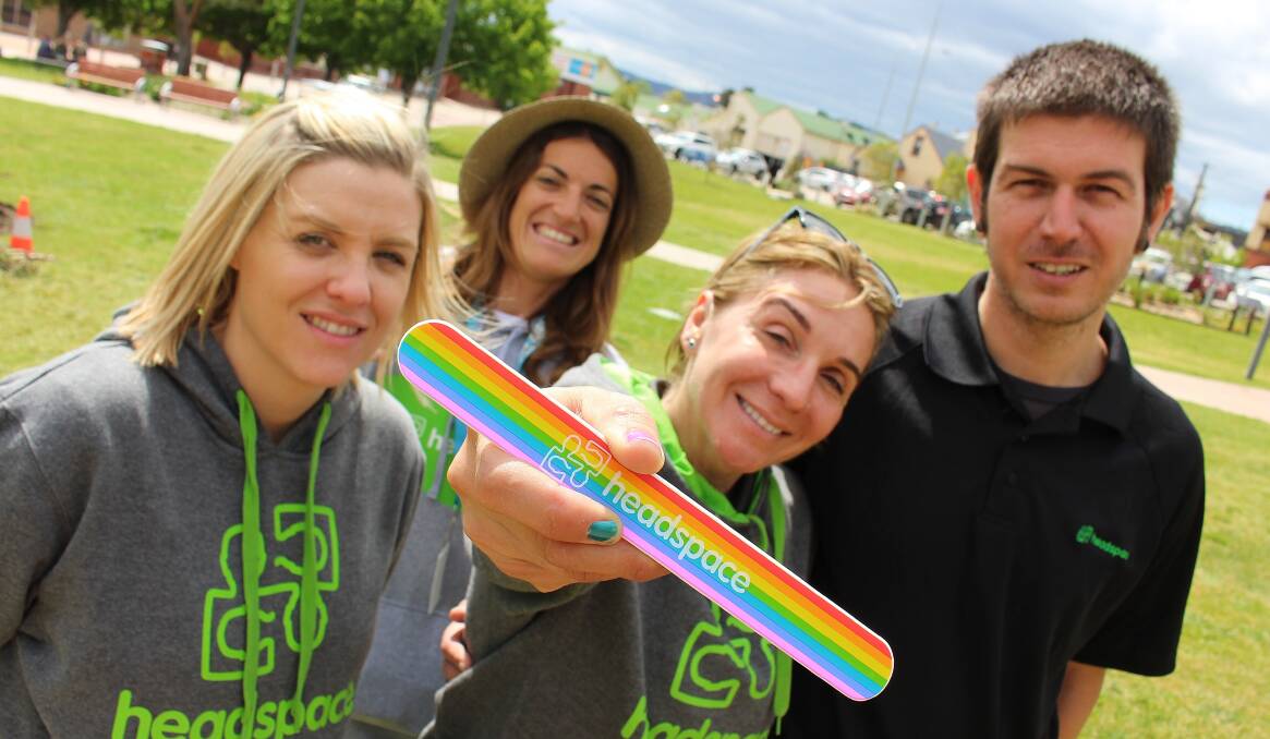 MAKING A DIFFERENCE: The headspace Bega team of Brianna Armstead, Carly McDonald, Vez Andric and Chris Pittolo talk to people in Littleton Gardens on Wednesday. 