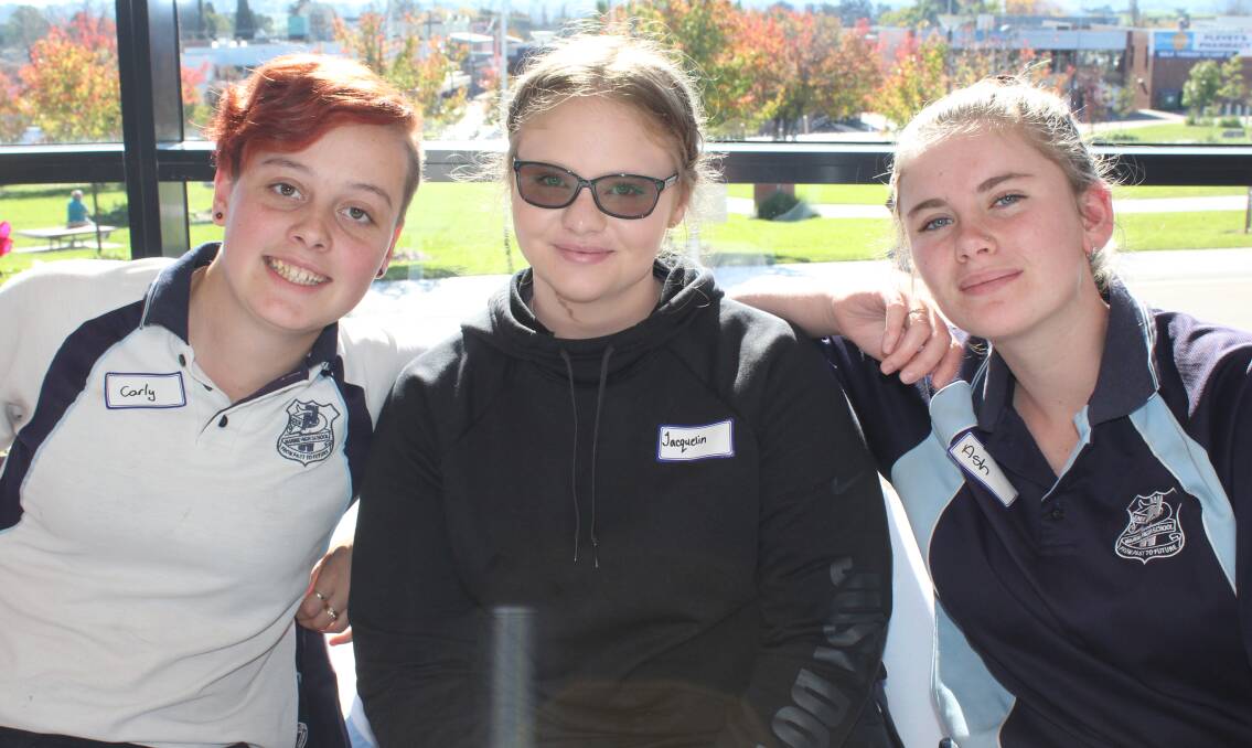 Eden Marine High School Year 10 students Carly Cross, Jacqueline Allen and Ashley Spry-Taylor. 