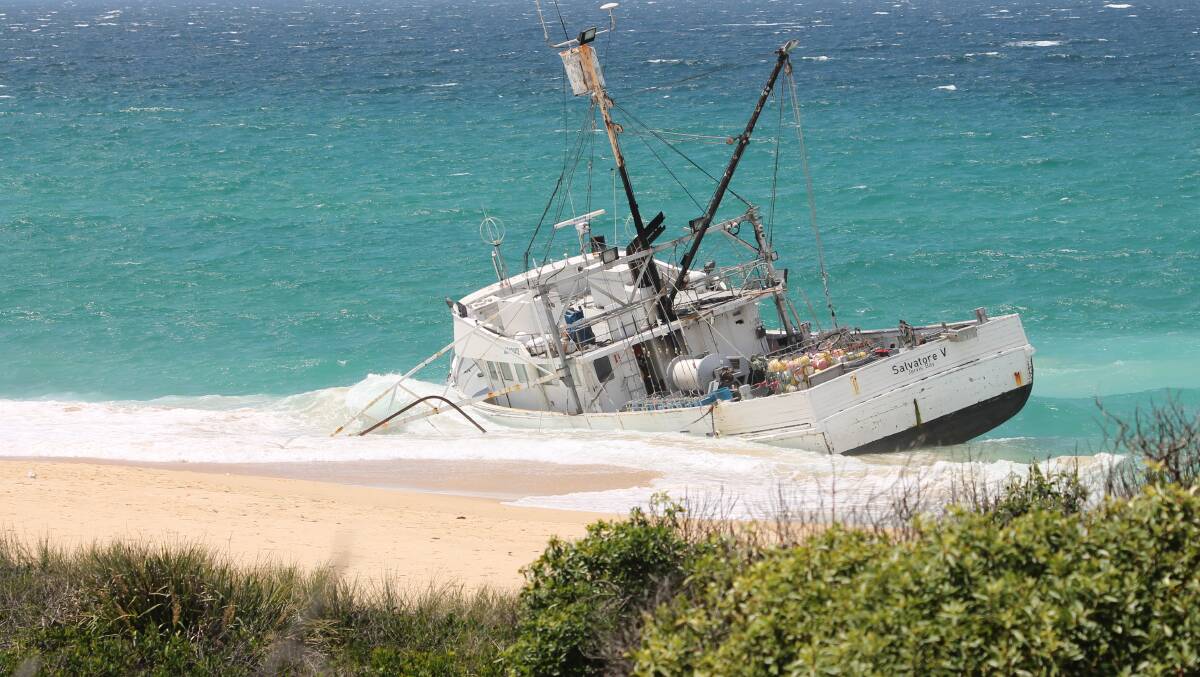 The Salvatore V after it had become beached last week. 