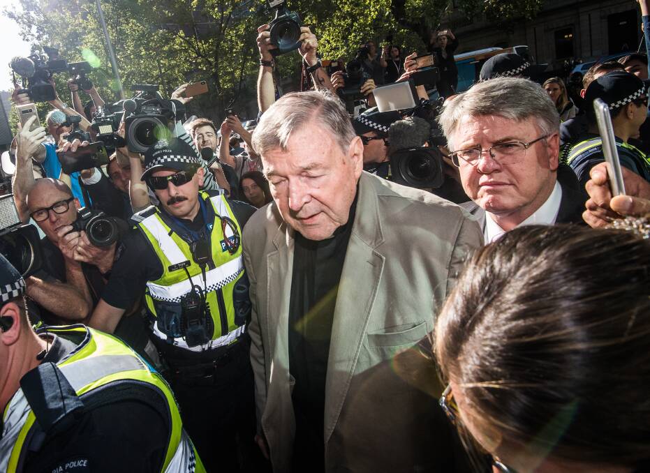 Cardinal George Pell arrives for a pre-sentencing hearing at the County Court on February 27, 2019. Photo: Justin McManus.