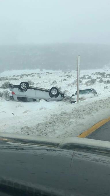 Pamela McDonald snapped this photo of a crash when she was coming home from the Snowy Mountains region three weeks ago. Picture: Pamela McDonald