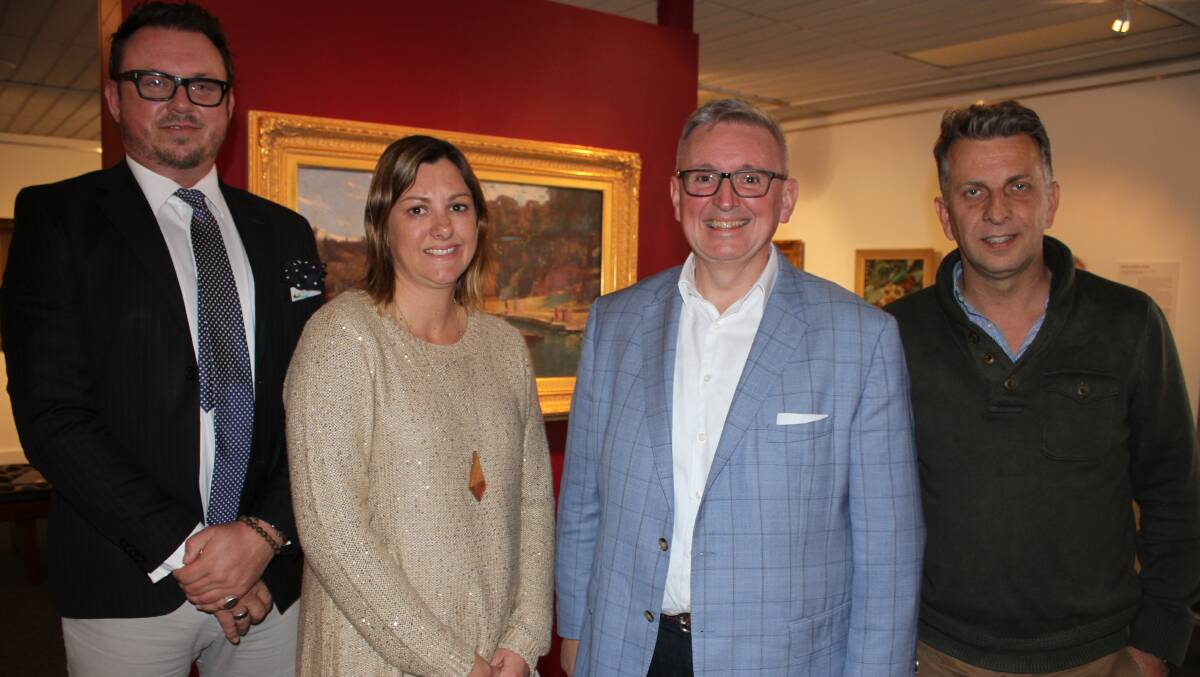 VIEWING ART: Bega Valley Regional Gallery director Iain Dawson, Bega Valley Shire Mayor Kristy McBain, Arts Minister Don Harwin and Bega MP Andrew Constance visit the gallery in August 2017. Picture: Alasdair McDonald