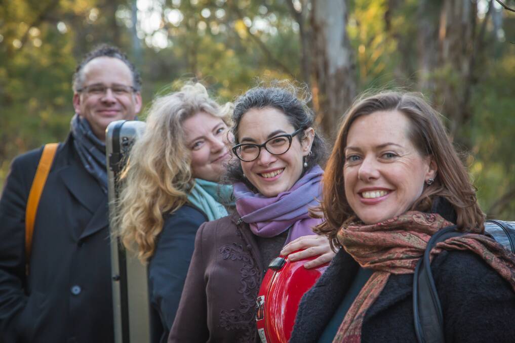 PLAYING THE UNUSUAL: Acacia Quartet, including Anna Martin-Scrase (second right), will perform a concert in Bega in July. Picture: Chris Donaldson