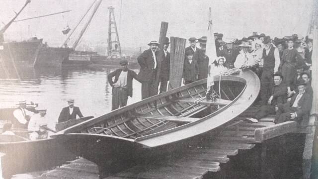 A photo that was taken as the original Scot is launched into the water in the early 1900s. Picture: Supplied 