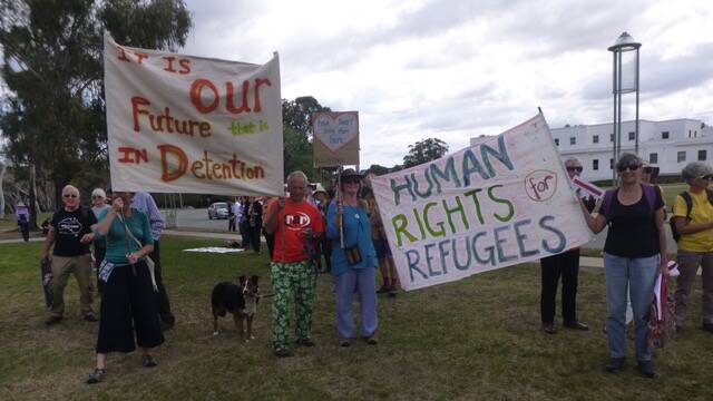 Bega Valley residents attend the rally in Canberra on October 16. 