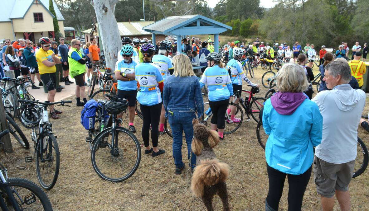 Cycling enthusiasts get ready to ride at the 2019 Bega to Tathra Community Bike Ride. Picture: Ben Smyth 