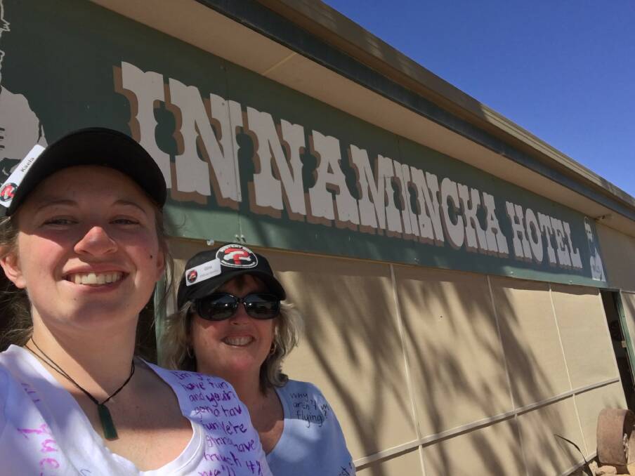 ON THE DUSTY ROAD: Kaela and Gina Barnes visit towns such as Innamincka while on the Mystery Box Rally.
