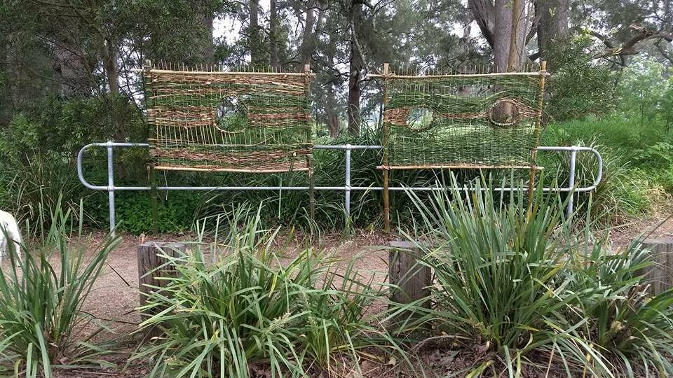 The bamboo weaving along the Bega River walking track was also destoryed around the same time as the signs were stolen. Picture: Facebook 