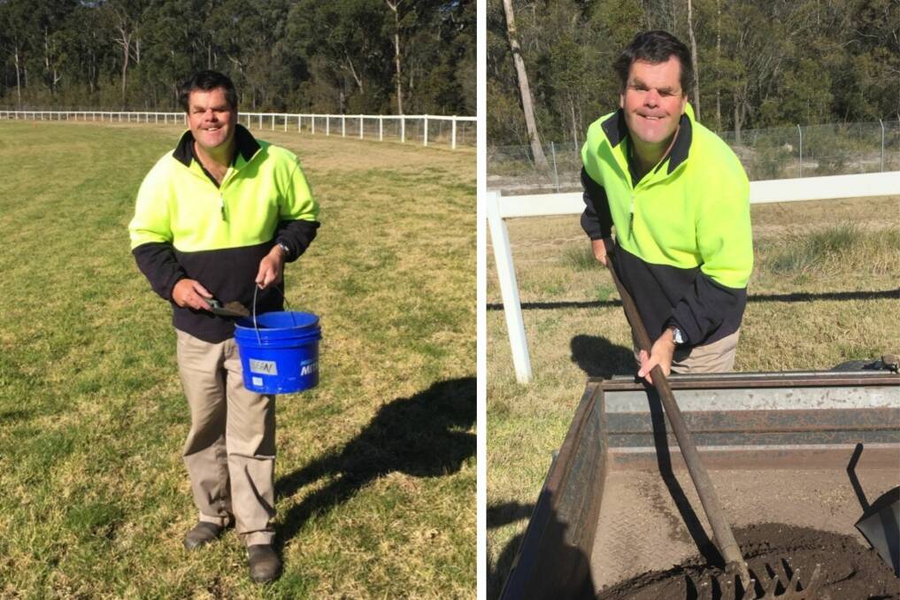 ON THE JOB: Sean Cousins works hard at the Sapphire Coast Turf Club as a groundsperson. 