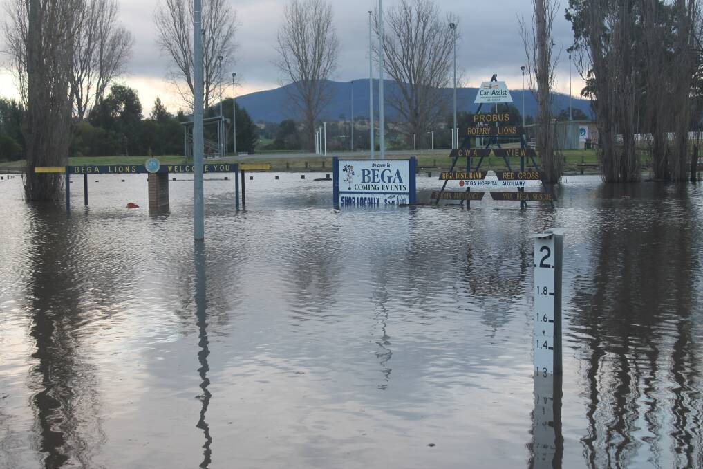 RISING WATER: Carp St, Bega during the July floods this year. Picture: Albert McKnight 