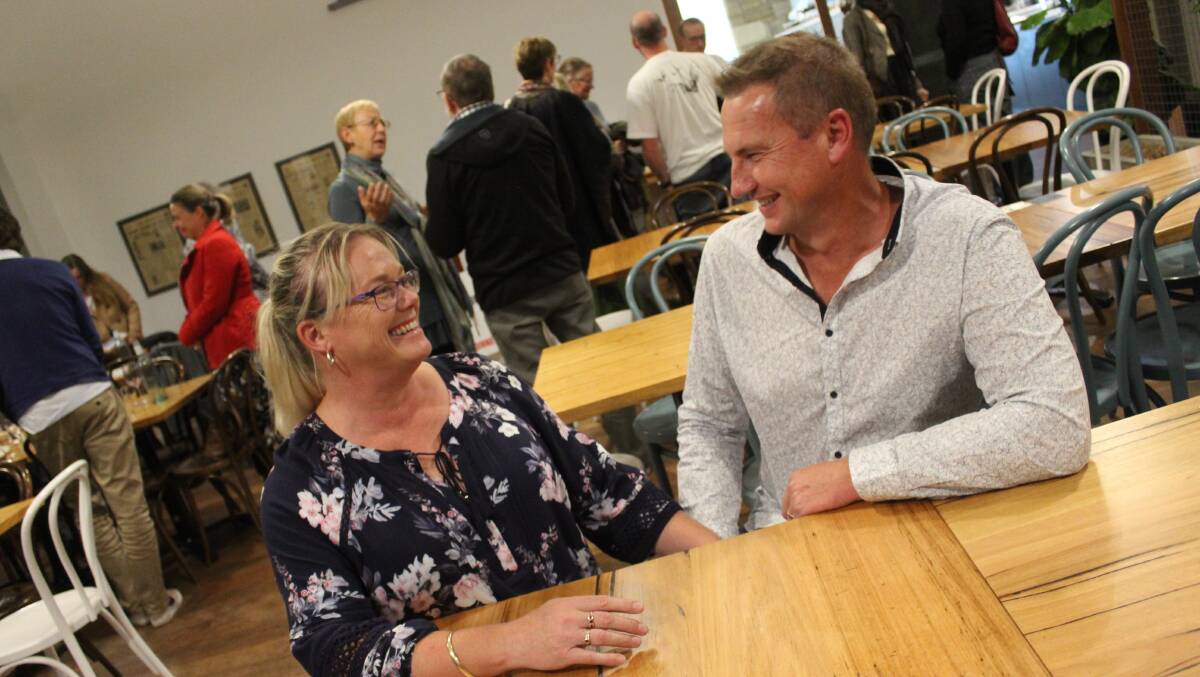 HIGH SCHOOL SWEETHEARTS: Dr Greg Sumerell shares a smile with his wife Ann Summerell after his speech at the World Environment Day Dinner in Tathra.