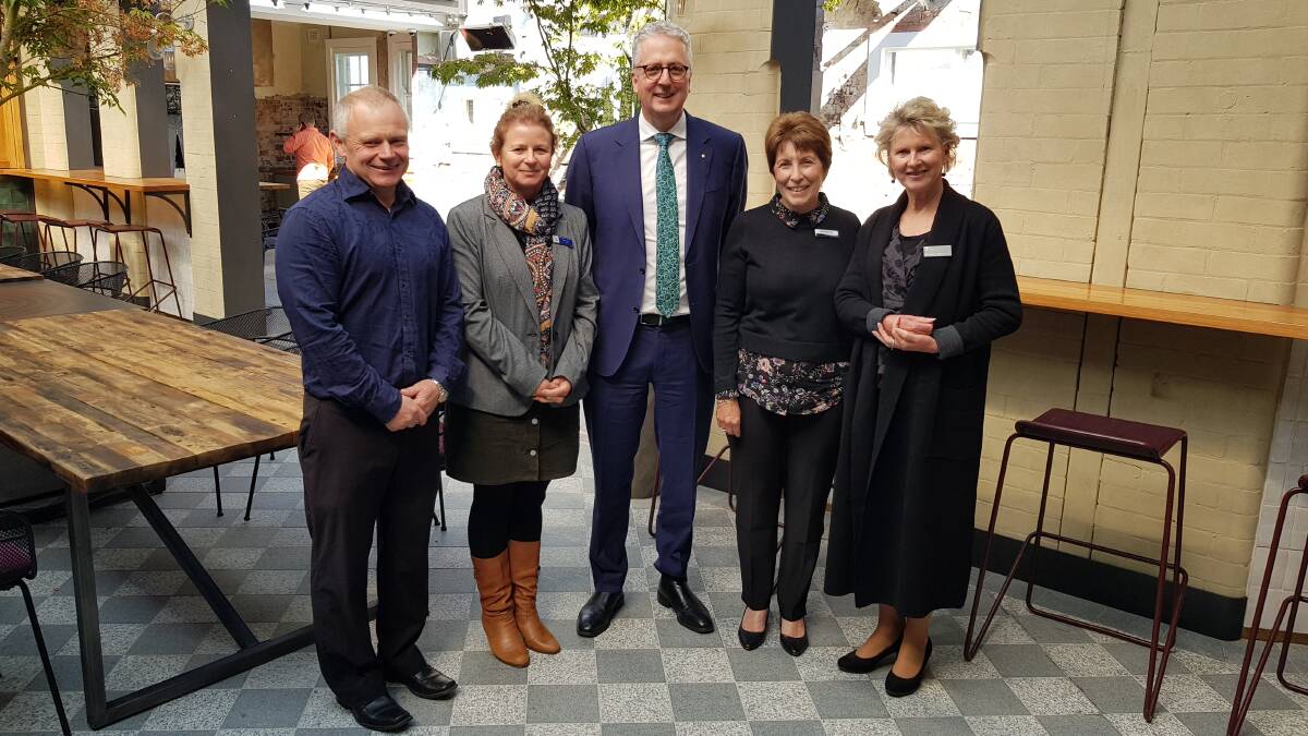 Peter Claxton from Wolumla Public, Taja Vogt from Eden Public, Department of Education secretary Mark Scott, Linda Thurston from Bega High and Suzanne Bourke from Candelo Public. 