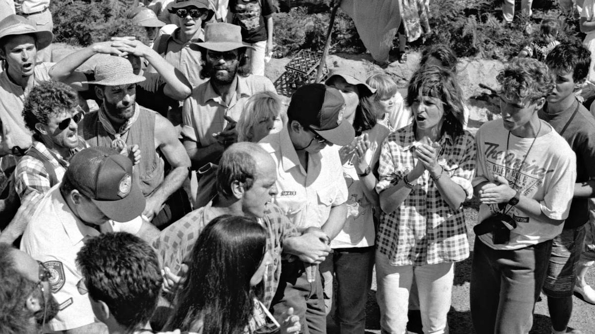 PAST PROTEST: Featured in Understorey are protesters against logging at Tantawanglo in 1989.