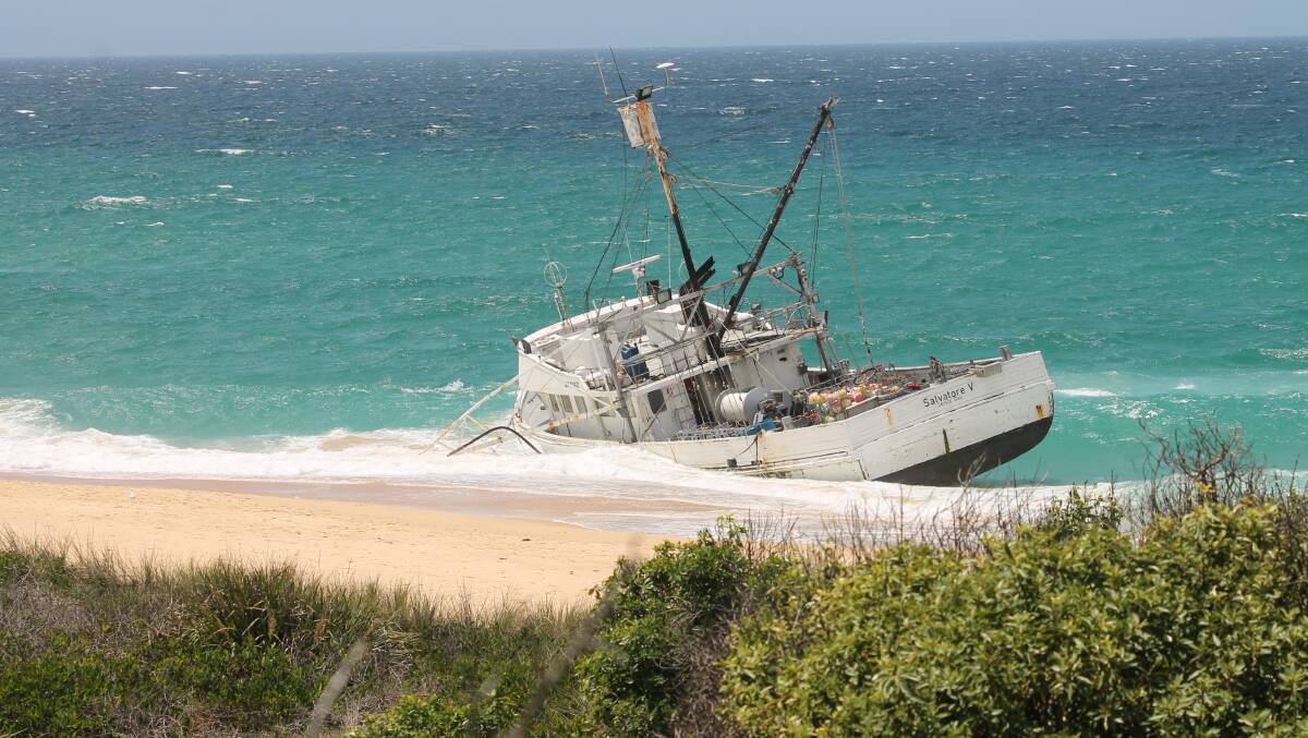 The Salvatore V, pictured last week after it had washed ashore.