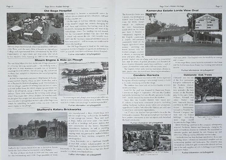 Pages from Bega Shire's Hidden Heritage.