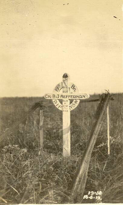 MEMORIAL: Mr Rheinberger believes this photograph of Bernard's original grave near Estrées was taken by Bernard's brother Patrick. 