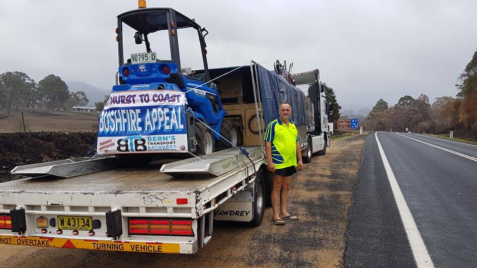 GENEROSITY: Bernie Woldhuis from BTB Transport Bathurst stops for a break while on the road to Cobargo.
