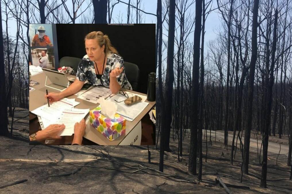 Lawyer Sharlene Naismith (inset) personally knows the impact of summer's bushfires, as she lives on this fire-damaged road at Kangaroo Valley. 