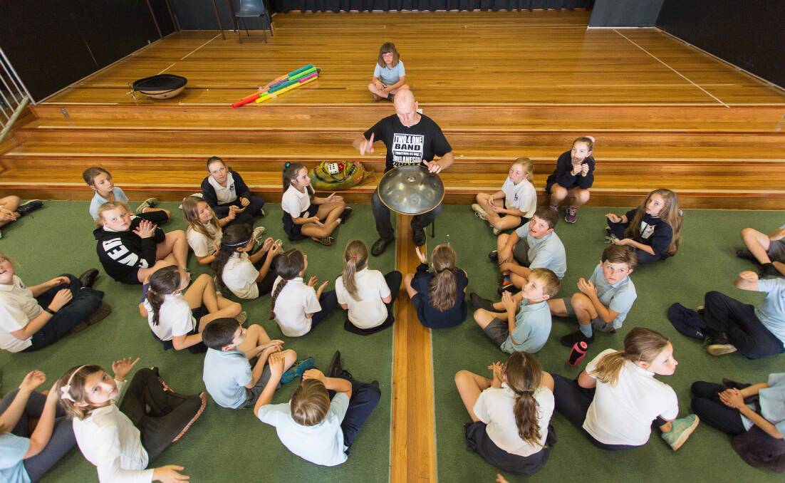 CREATIVES: Children from Bermagui Public School rehearse for the Friday Schools Showcase event of the Youth Music Festival. Picture: Chris Sheedy