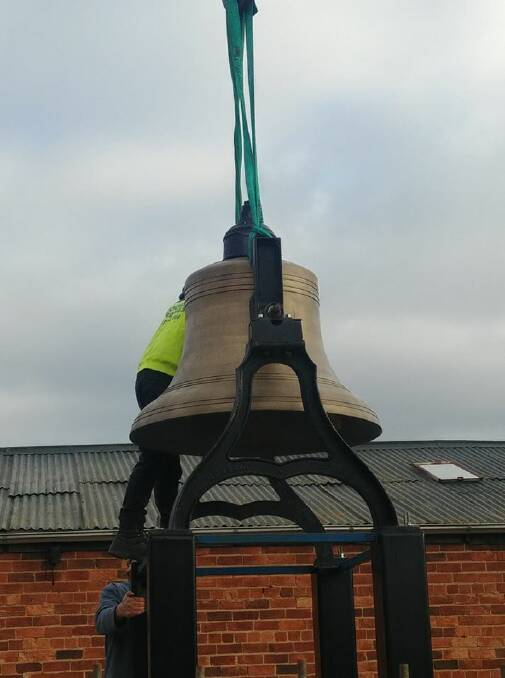 The 'Nimmity Bell' is installed in June. Picture: Nimmitabel Events Facebook page 