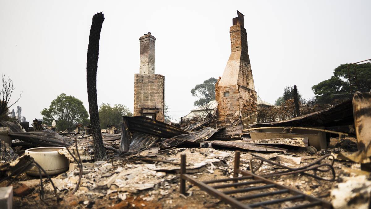 A burnt-out home in the Cobargo region, after the New Year's Eve bushfire. Picture: Dion Georgopoulos
