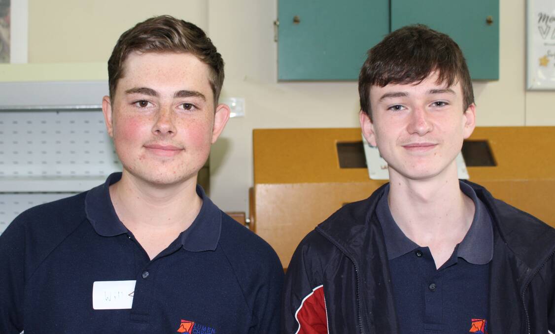 Year 10 students at Lumen Christi Catholic College Will Scarlett and Fin Squire. 