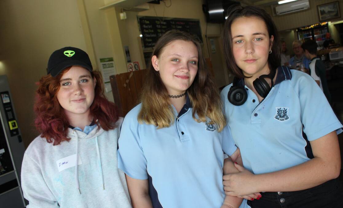 SUPPORTING FELLOW TEENAGERS: Year 8 students at Bega High Zomai Hourigan, Ally Murnieks and Heidi Butchers made a video about negative body image. 