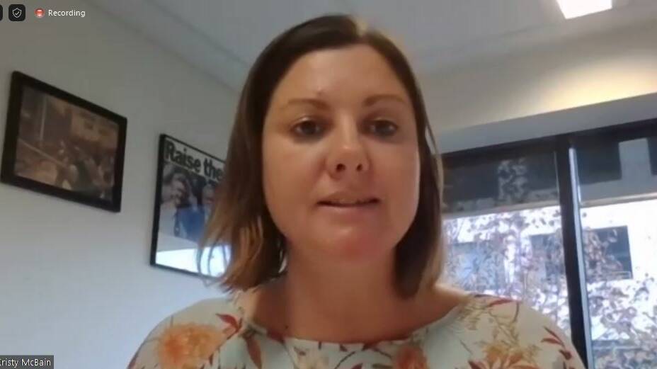 STRUGGLE: Kristy McBain, Labor's candidate for Eden-Monaro, speaks about the difficulties women and young people face in politics at an online seminar on Thursday. 