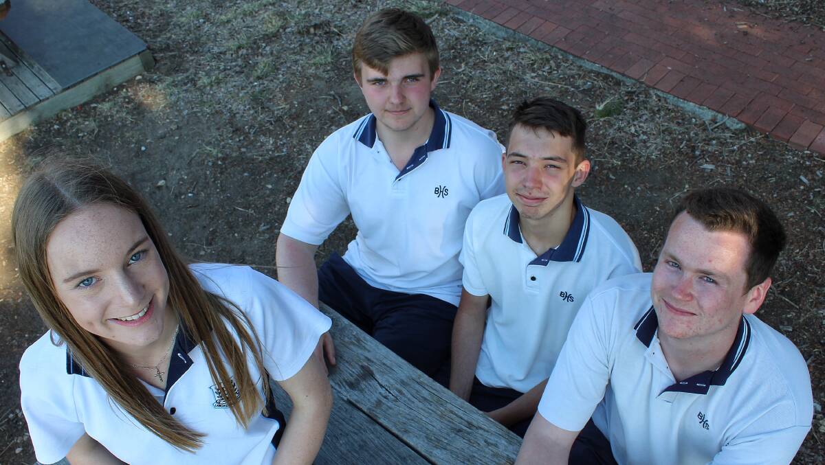 STUDY TIME: Bega High School's Year 12 students Renee Cooper, Jared Porters, Brooklyn O'Brien and Brad Stephens were excited to finish their classes for the year. 