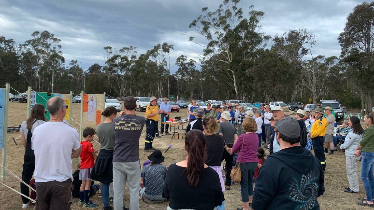 GETTING READY: Inspector Phil Paterson addresses the bushfire preparedness meeting held at Evans Park in Kalaru on Sunday, September 15. Pictures: Supplied 