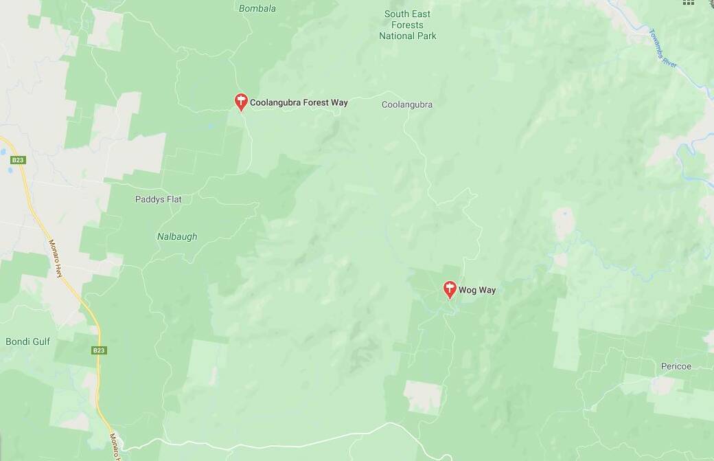 This map shows the local of Wog Way Rd and Coolangubra Forest Way. Picture: Google Maps 