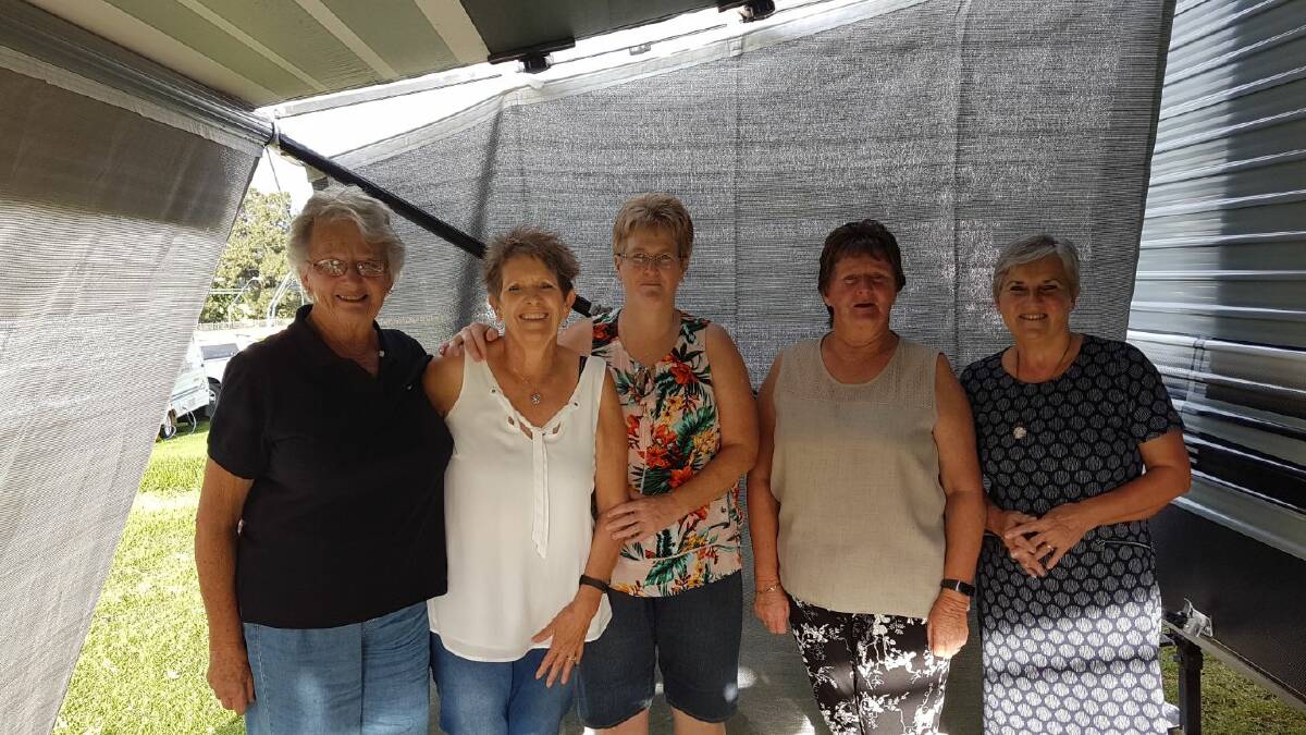 Several woman who helped out in the showground's kitchen during the bushfire, including Denise Pleydell (second right), meet up again in Bega this month. 
