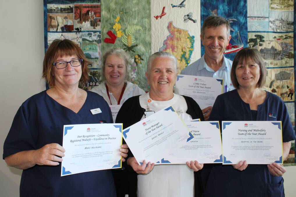 'WE BLITZED IT': Robin Grenenger, Tanya Allison, Wendy Grealy, Alan Birchall and Kim Cogan were nursing and midwife award winners on Wednesday. 