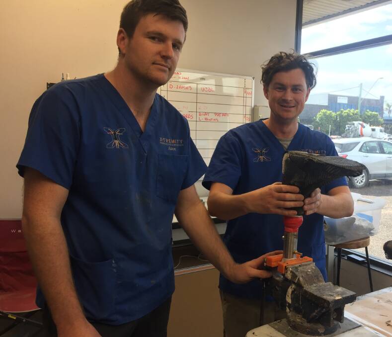 TOP TEAM: Aaron Neary (left) and and Owen Smith are part of the X-tremity Prosthetics and Orthotics team in Nowra providing prosthetics for a number of local clients.

