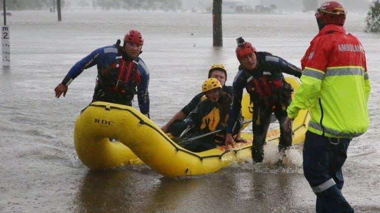Jason Watson in the midst of a flood rescue.
