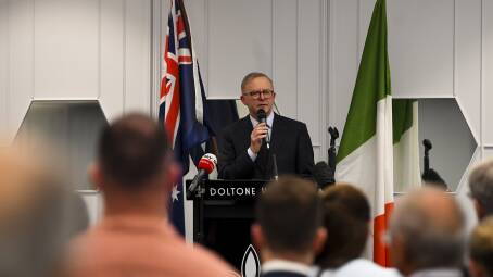"My opponents think it's still OK to make fun of someone's name in their advertising," Anthony Albanese told Italian-Australians at Club Marconi in Western Sydney. Picture: AAP