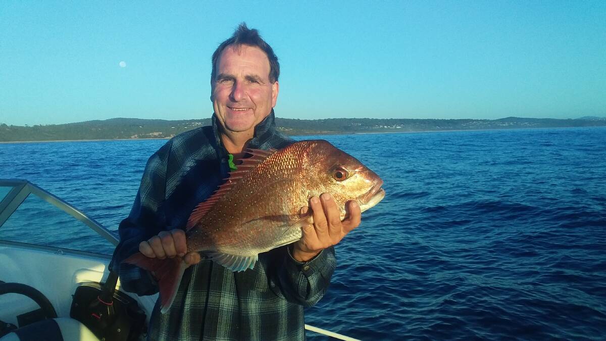 Lovely catch: Joe Galea of Tura Beach shows a fantastic-sized snapper taken off Merimbula at Haycock during a fishing trip.
