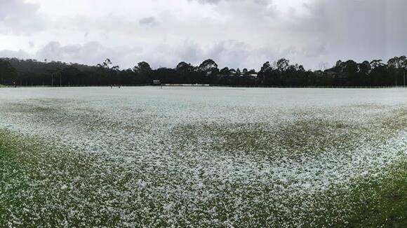 Swamped: Berrambool Oval on Sunday afternoon closer resembled a snowfield than a cricket pitch, but Saturday was driving rains and lightning. Picture: John Mac