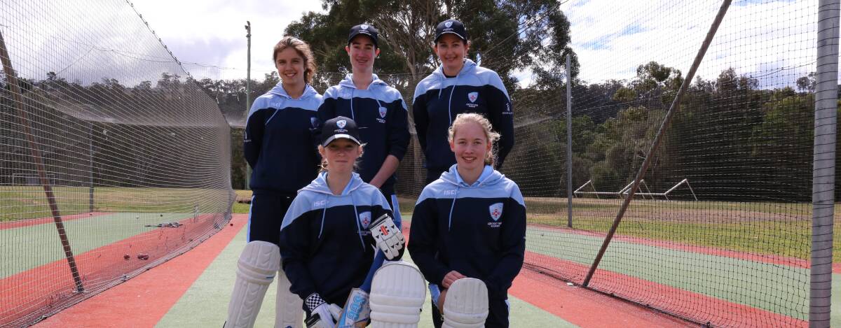 Academy session: Jessie Mudaliar, Janet King, coach Nicola Browne and (front) Jade Allen and Jemma Pollock in training at the Berrambool nets.