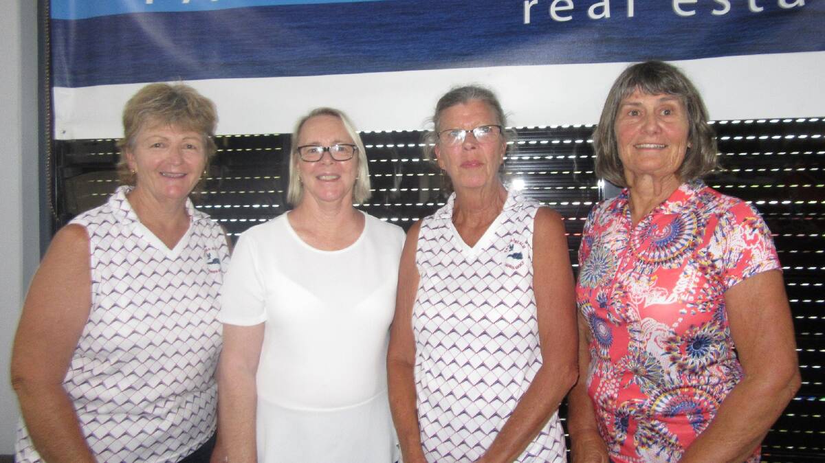 Tathra Beach Real Estate sponsor Colleen Gabb (second from left) congratulates Joan Hardy, Barbara Rowley and Sandra Coates.