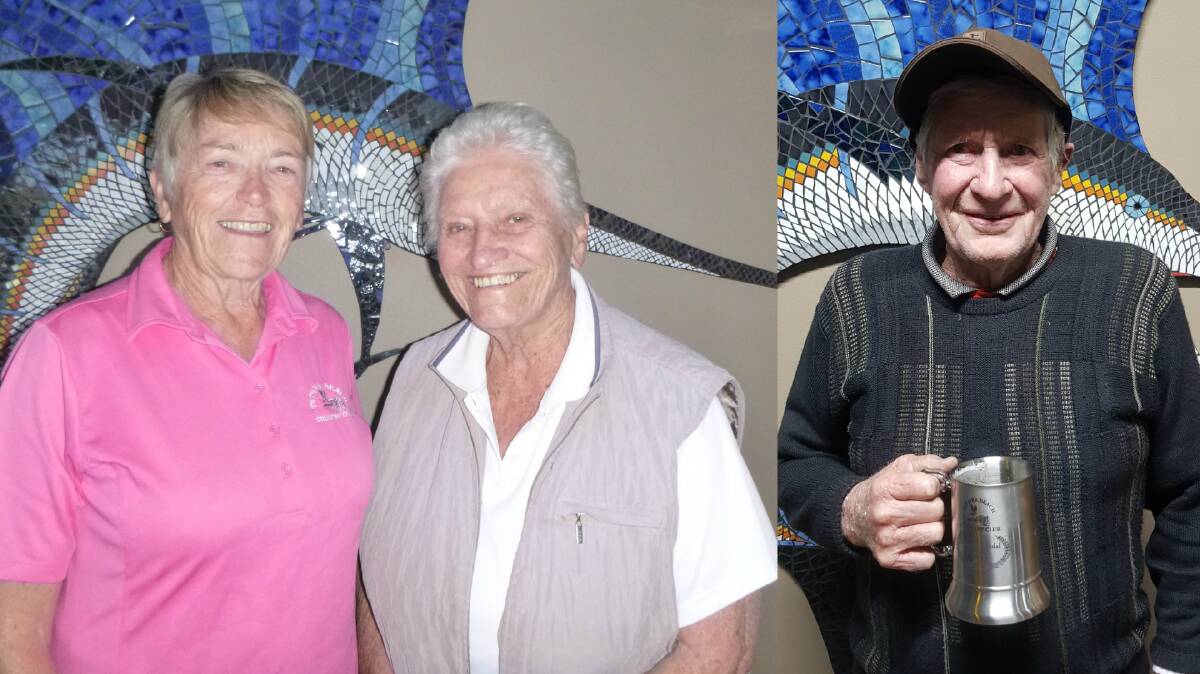 Tathra winners: Topping the ladies stableford are Shirley Toohill and Joy Brunton, while (right) the men's medal winner is Peter Crowley.